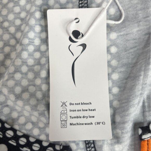 Ofeefan Striped Polka Dot Short Sleeve Top Womens XXL Orange Black New - Picture 9 of 10